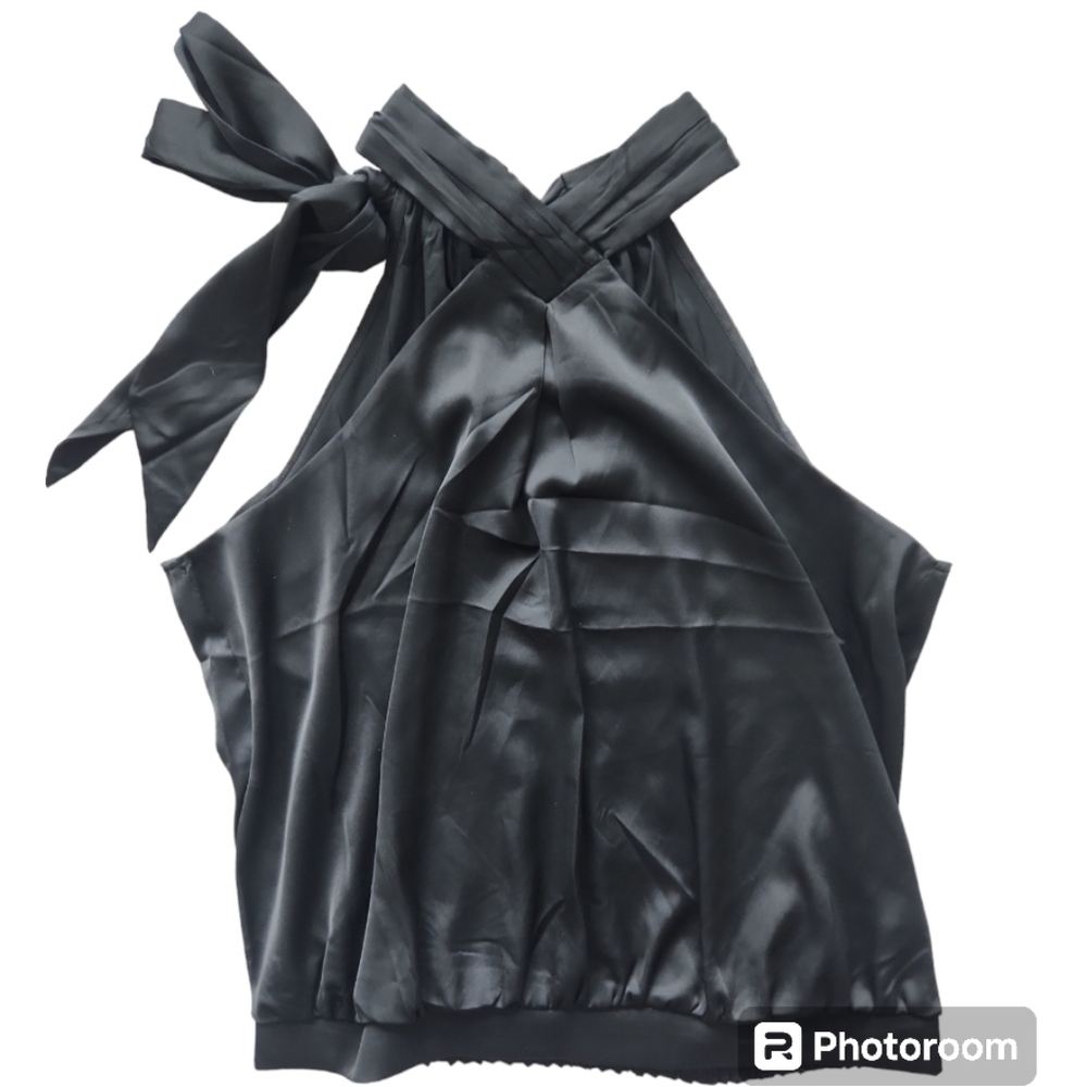 Express High Neck Tie Neck Top - Large